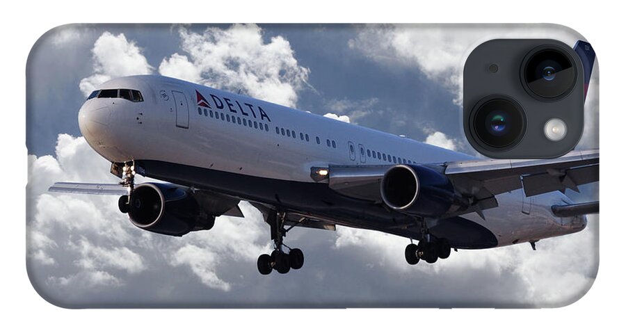 Delta iPhone 14 Case featuring the digital art Delta Airlines Boeing 767 by Airpower Art
