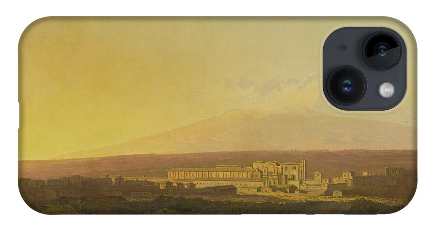 Joseph Wright Of Derby iPhone 14 Case featuring the painting View Of Catania #3 by Joseph Wright