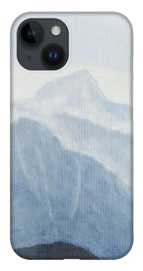#art #painting #abstract #nature #mountain #landscape #beauty #majestic #beautiful #acrylic #oil #blue #snow #wind #clouds #peak #california #owensvalley #mammoth iPhone 14 Case featuring the painting 36.5616n 118.2251w by Kevin Daly