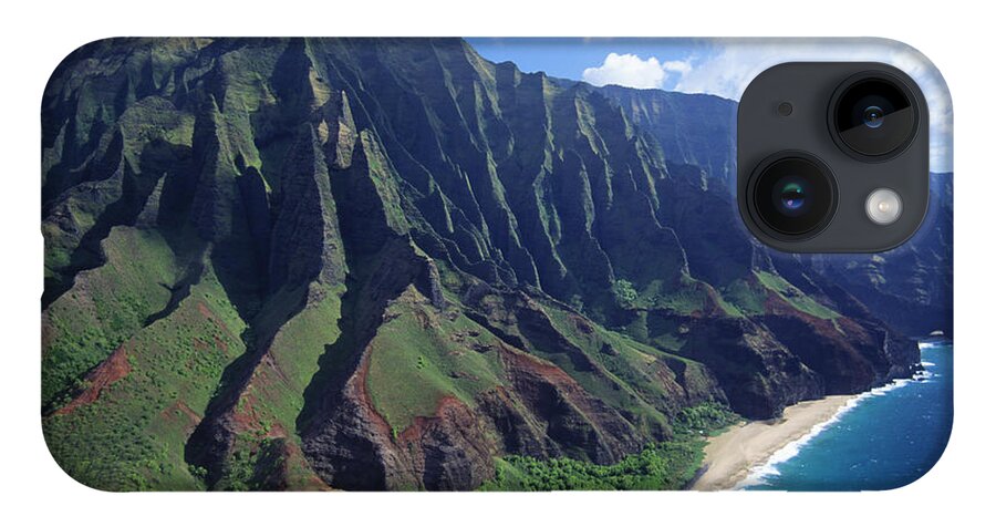 Aerial iPhone 14 Case featuring the photograph Na Pali Coast Aerial #4 by Bob Abraham - Printscapes
