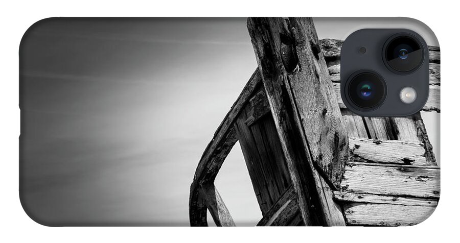 Dungeness iPhone Case featuring the photograph Old Abandoned Boat Landscape BW by Rick Deacon