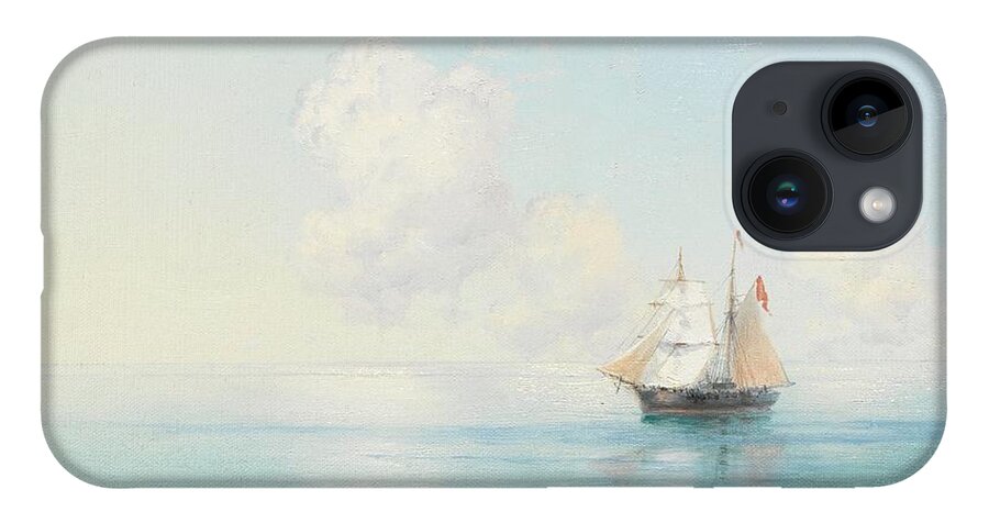 Ivan Konstantinovich Aivazovsky (russian iPhone 14 Case featuring the painting A Calm Morning at Sea by MotionAge Designs