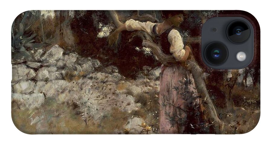 A Capriote 1878 Painting Painted Originally By John Singer Sargent iPhone 14 Case featuring the painting A Capriote #2 by MotionAge Designs