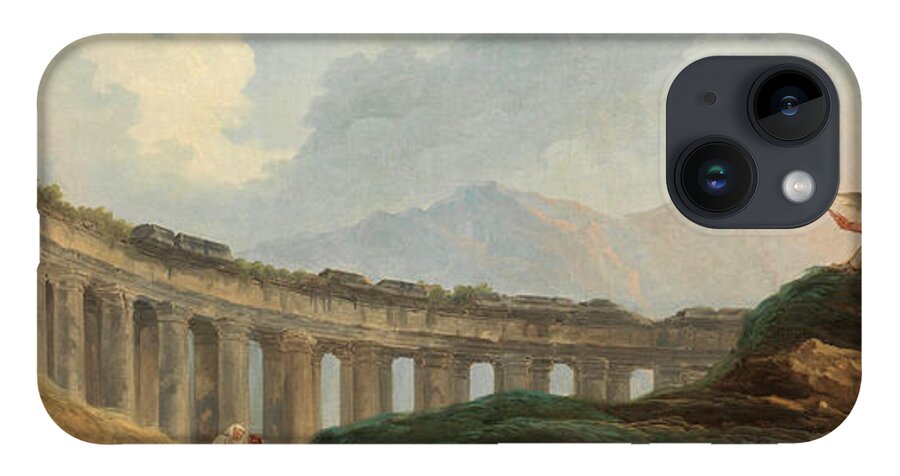Hubert Robert iPhone Case featuring the painting A Colonnade in Ruins by Hubert Robert