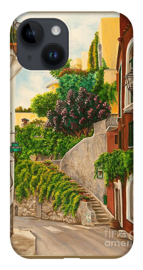Italy Street Painting iPhone 14 Case featuring the painting A Street in Positano by Charlotte Blanchard