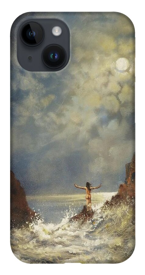Sorceress iPhone 14 Case featuring the painting A Summoning by Tom Shropshire