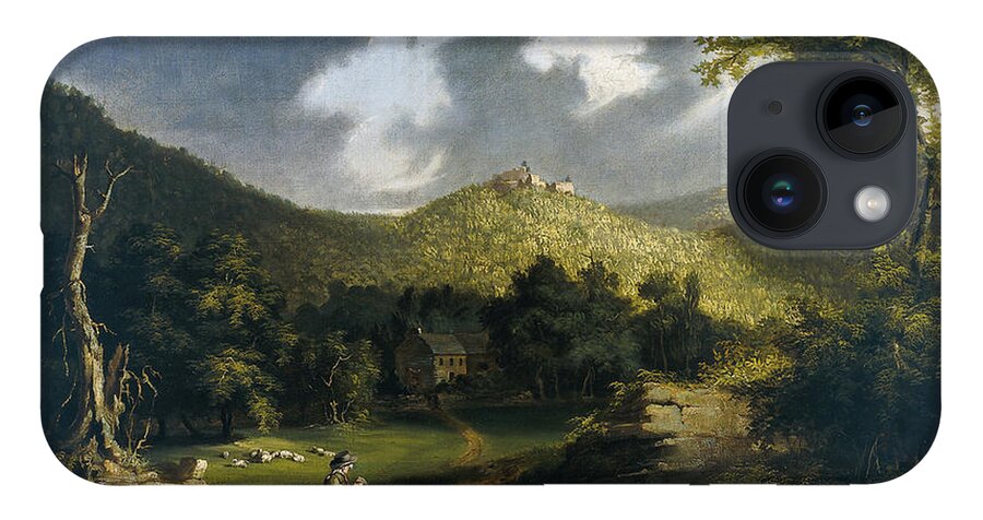 Thomas Cole iPhone 14 Case featuring the painting A View of Fort Putnam by MotionAge Designs