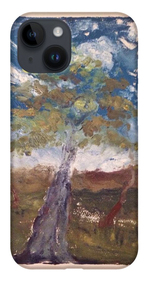 Landscape iPhone 14 Case featuring the painting A Windy Day by Angela Weddle