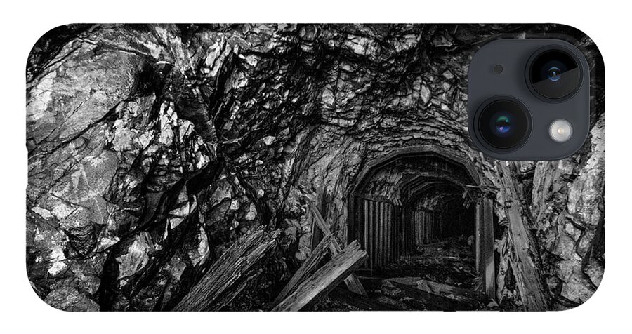 Tunnel iPhone 14 Case featuring the photograph Abandoned Railroad Tunnel Black and White 2 by Pelo Blanco Photo