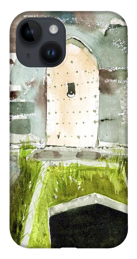 Abbey iPhone 14 Case featuring the painting Abbey Door by Kathleen Barnes
