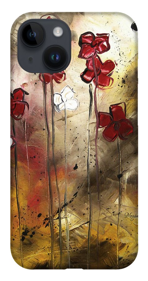 Abstract iPhone 14 Case featuring the painting Abstract Art Original Flower Painting FLORAL ARRANGEMENT by MADART by Megan Aroon