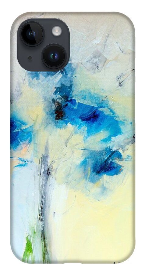 Abstract iPhone Case featuring the digital art Abstract Blue Bouquet Floral Painting by Lisa Kaiser