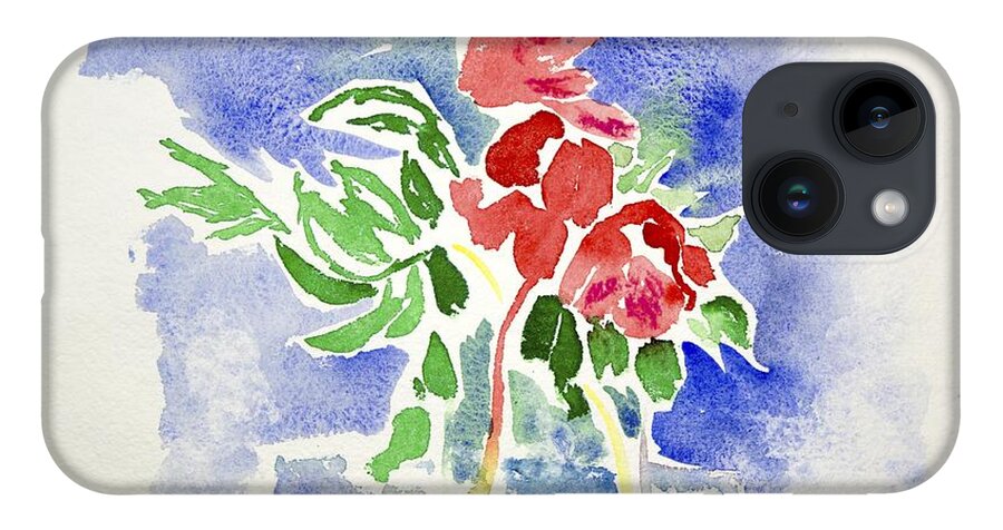  iPhone 14 Case featuring the painting Abstract Flowers by Kathleen Barnes