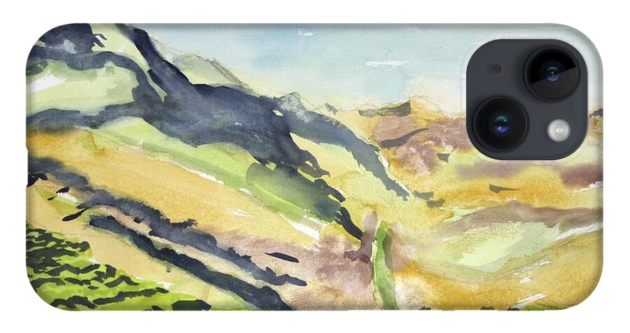  iPhone 14 Case featuring the painting Abstract Hillside by Kathleen Barnes