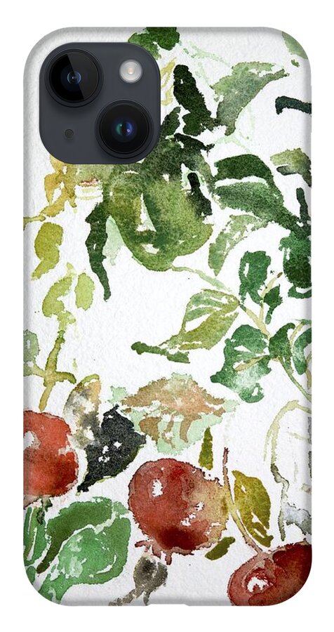  iPhone 14 Case featuring the painting Abstract Vegetables by Kathleen Barnes