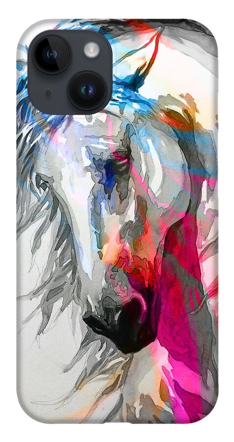Cavallo iPhone 14 Case featuring the digital art A R G E N T O by J U A N - O A X A C A