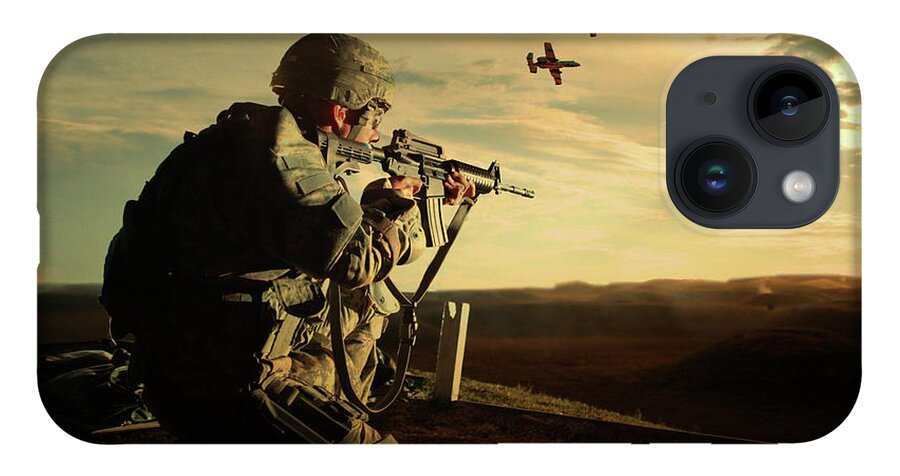 Soldier iPhone 14 Case featuring the digital art Air Support by Airpower Art