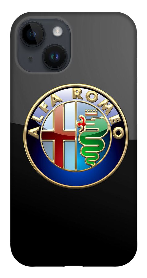 Wheels Of Fortune� Collection By Serge Averbukh iPhone Case featuring the photograph Alfa Romeo - 3 D Badge on Black by Serge Averbukh