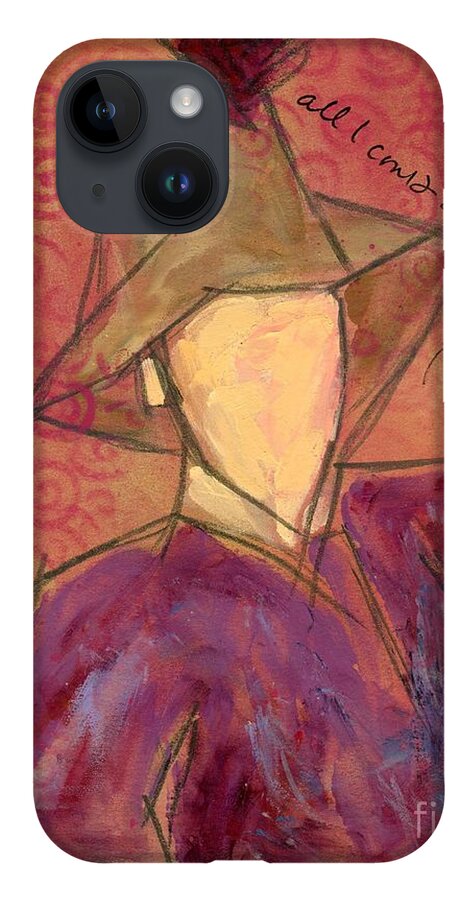 Acrylic iPhone 14 Case featuring the painting all I could do is whisper by Hew Wilson