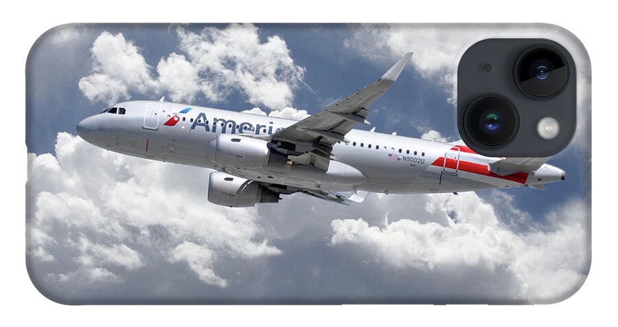 Airbus iPhone 14 Case featuring the digital art American Airlines Airbus A319 by Airpower Art