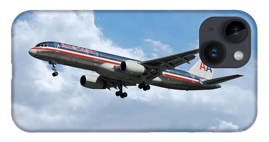 Boeing iPhone 14 Case featuring the digital art American Airlines Boeing 757 by Airpower Art