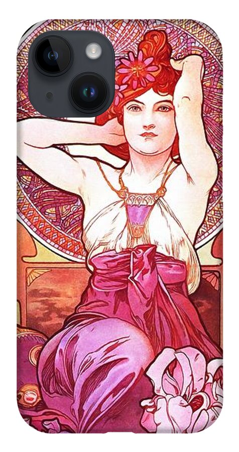 Mucha iPhone 14 Case featuring the painting Amethyst by Alphonse Mucha