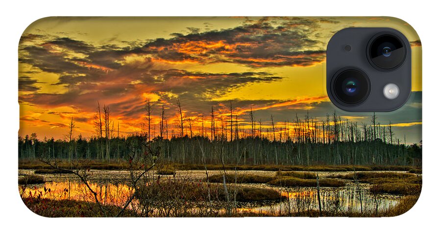 Fall iPhone 14 Case featuring the photograph An November Sunset in the Pines by Louis Dallara
