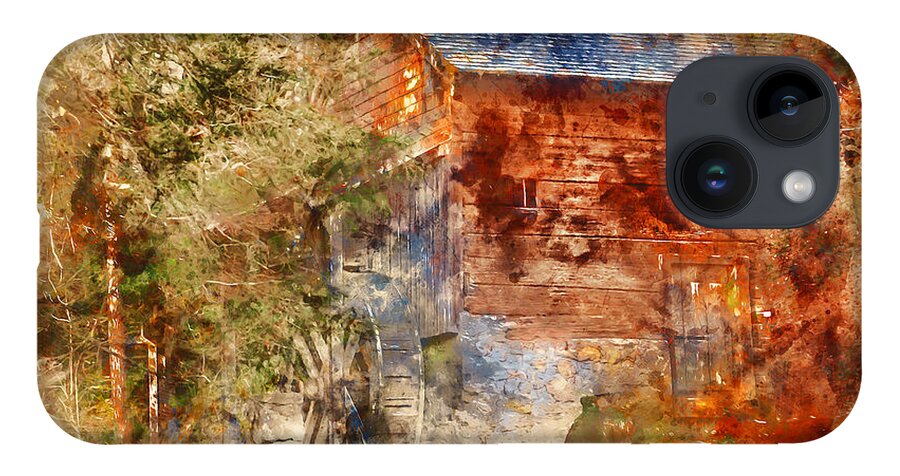Mill iPhone 14 Case featuring the painting An old watermill - 12 by AM FineArtPrints