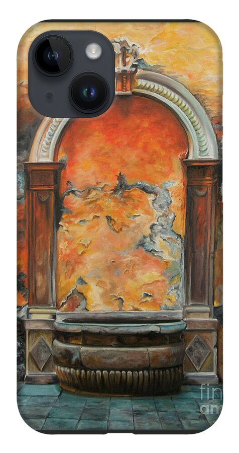 Fountain Painting iPhone 14 Case featuring the painting Ancient Italian Fountain by Charlotte Blanchard