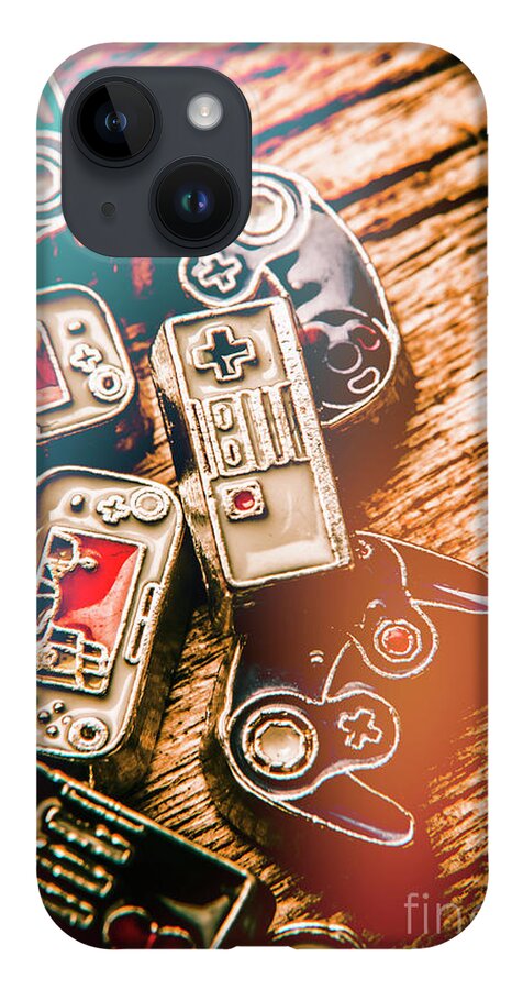 Gaming iPhone 14 Case featuring the photograph Antique gaming consoles by Jorgo Photography