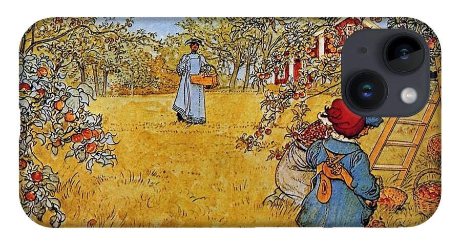 Carl Larsson Apple Orchard iPhone 14 Case featuring the painting Apple by MotionAge Designs