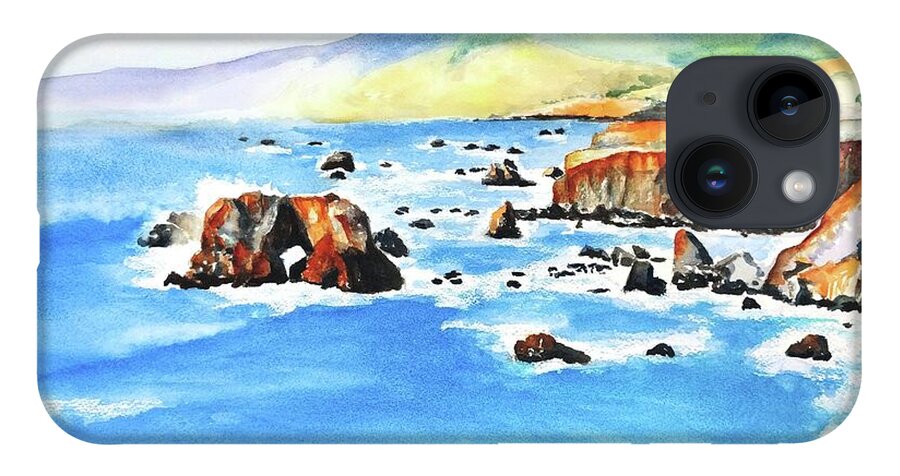 Ocean iPhone Case featuring the painting Arched Rock Sonoma Coast California by Carlin Blahnik CarlinArtWatercolor