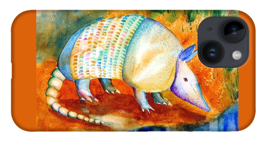 Armadillo iPhone Case featuring the painting Armadillo Reflections by Carlin Blahnik CarlinArtWatercolor
