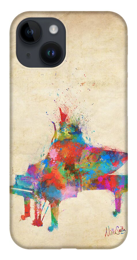 Piano iPhone 14 Case featuring the digital art Music Strikes Fire from the Heart by Nikki Marie Smith