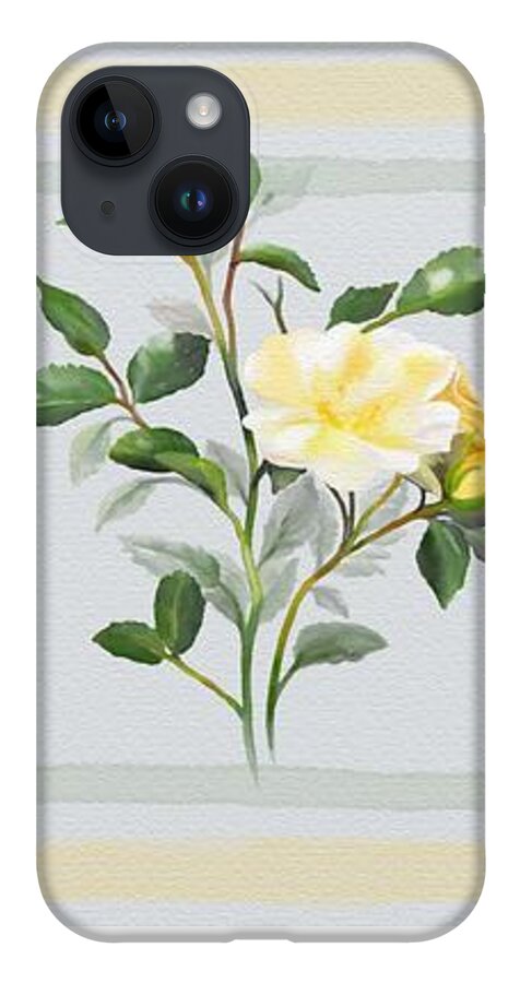 Rose iPhone 14 Case featuring the painting Yellow Watercolor Rose by Ivana Westin