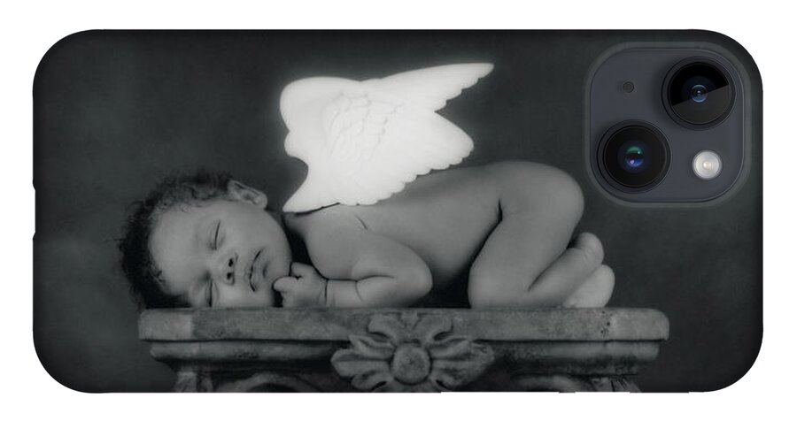 Black And White iPhone 14 Case featuring the photograph Varjanare as an Angel by Anne Geddes
