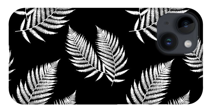 Fern Leaves iPhone Case featuring the mixed media Fern Pattern Black and White by Christina Rollo