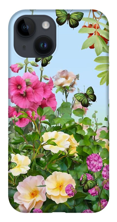 Painting iPhone 14 Case featuring the painting Wild Garden by Ivana Westin