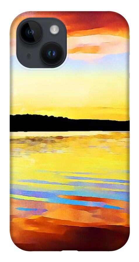 Water Reflections iPhone 14 Case featuring the photograph As Above So Below - Digital paint by Tatiana Travelways