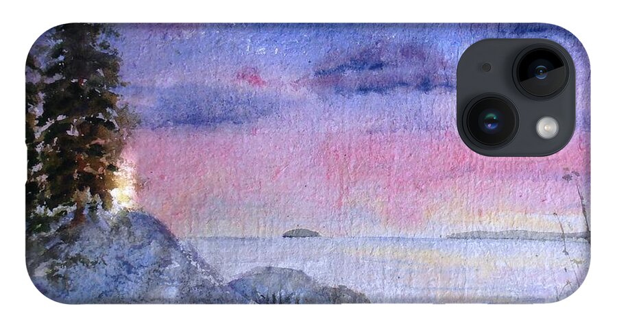 Sunset iPhone 14 Case featuring the painting As the Sun Sets by Diane Kirk