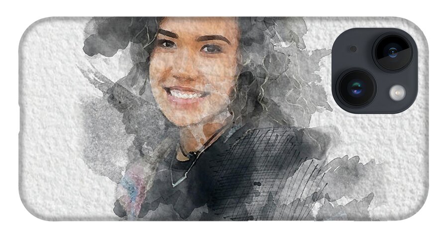 Watercolor iPhone 14 Case featuring the digital art Asiah by Mal-Z