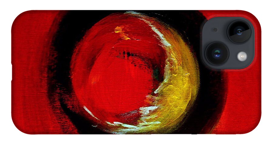 Abstract iPhone 14 Case featuring the painting Asleep On The Job Moon by Lisa Kaiser