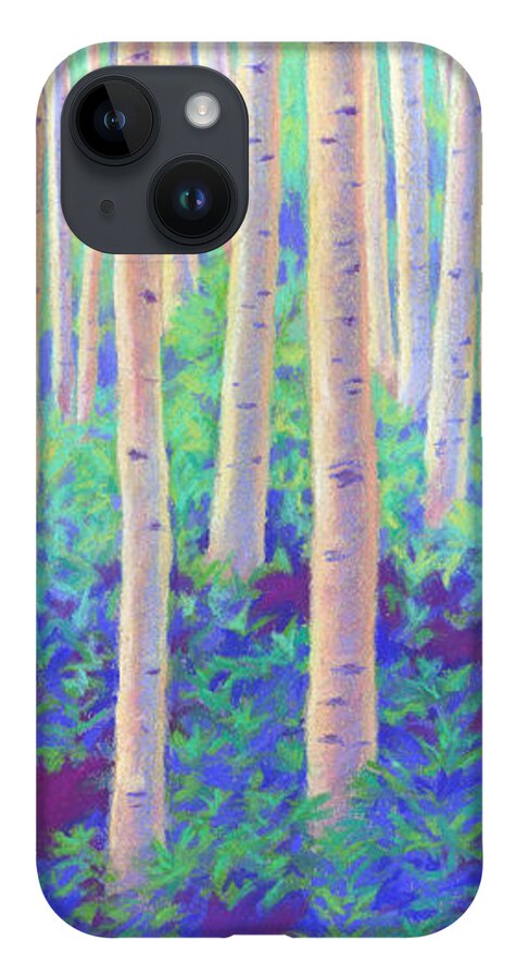 Aspens iPhone Case featuring the pastel Aspens in Aspen by Linda Ruiz-Lozito