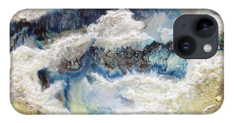 Encaustic iPhone 14 Case featuring the painting At Water's Edge II by Laurie Tietjen