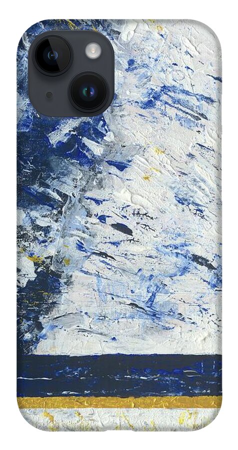 Abstract iPhone 14 Case featuring the painting Atmospheric Conditions, Panel 1 of 3 by Kathryn Riley Parker