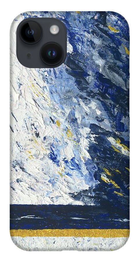 Abstract iPhone 14 Case featuring the painting Atmospheric Conditions, Panel 2 of 3 by Kathryn Riley Parker