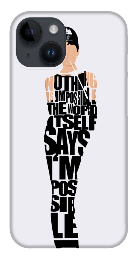 Audrey Hepburn iPhone 14 Case featuring the digital art Audrey Hepburn Typography Poster by Inspirowl Design