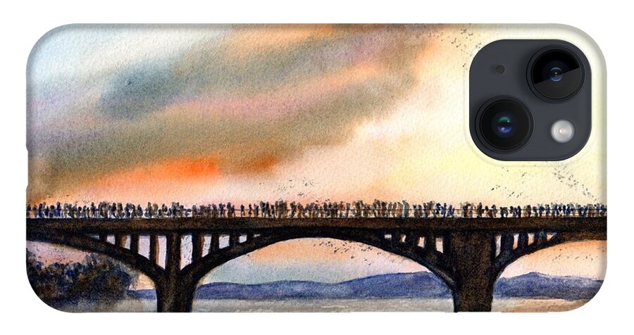 Austin iPhone Case featuring the painting Austin, TX Congress Bridge Bats by Carlin Blahnik CarlinArtWatercolor