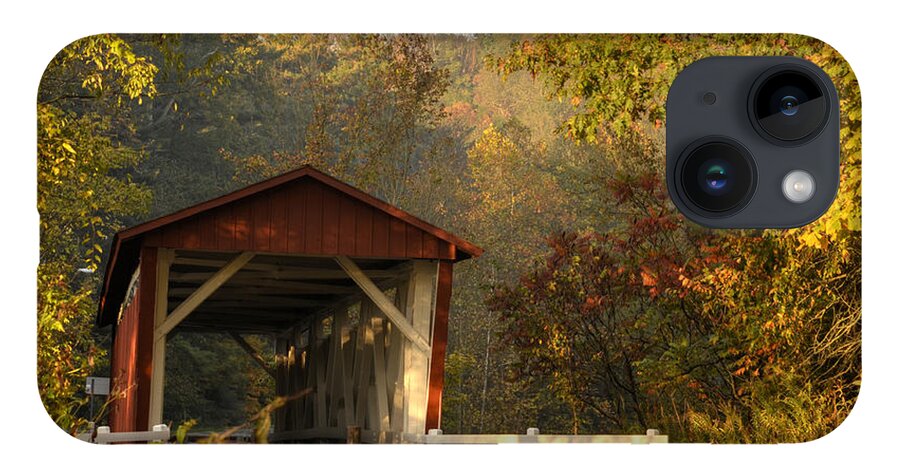 Covered Bridge iPhone 14 Case featuring the photograph Autumn Covered Bridge by Ann Bridges