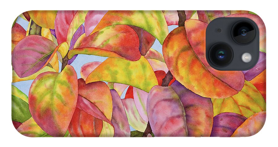 Autumn Leaves iPhone 14 Case featuring the painting Autumn Crepe Myrtle by Lucy Arnold